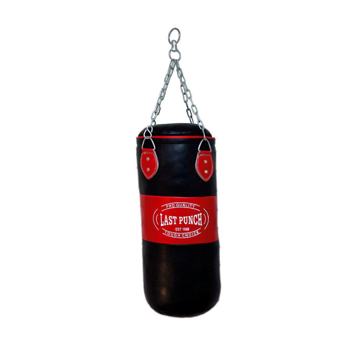 PUNCHING BAG LAST PUNCH HEAVY DUTY RED/BLACK – MEDIUM W/CHAINS