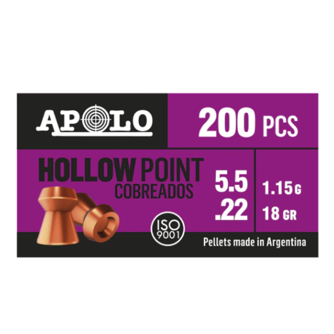DIABOLOS APOLO APOLO HOLLOW  POINT COBREADO CAL. .22X200