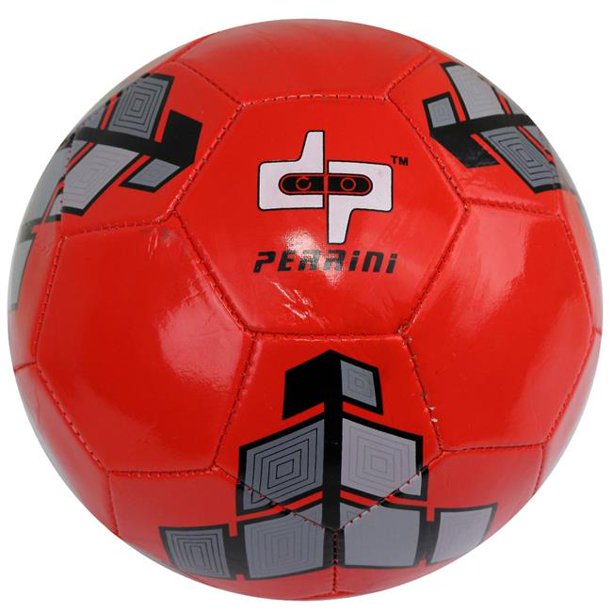 SOCCER BALL PERRINI SIZE 5 RED & SILVER COLOR