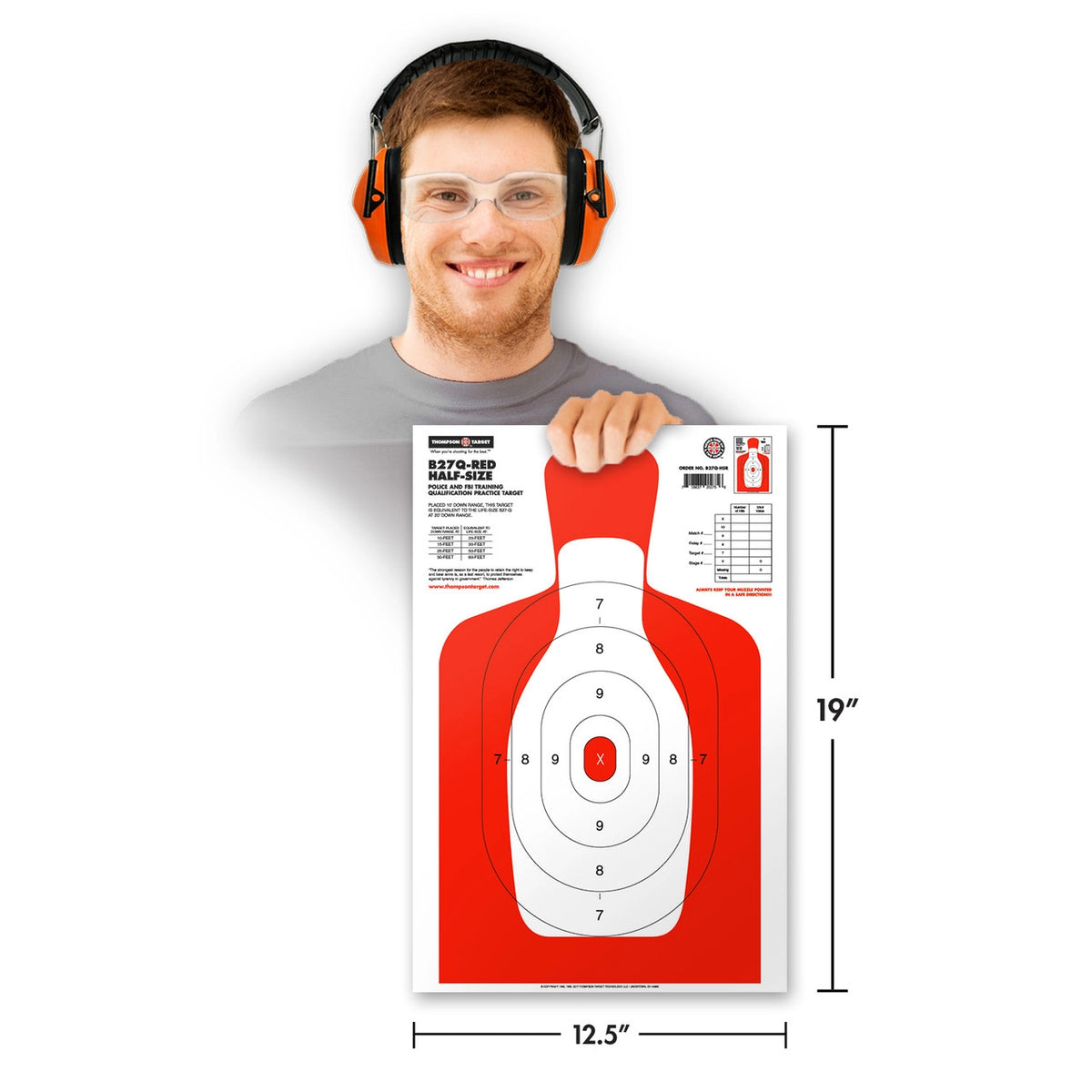 DIANA B27Q RED HALF-SIZE 12.5X19 HUMAN SILHOUETTE TARGETS (0275) - vista 2