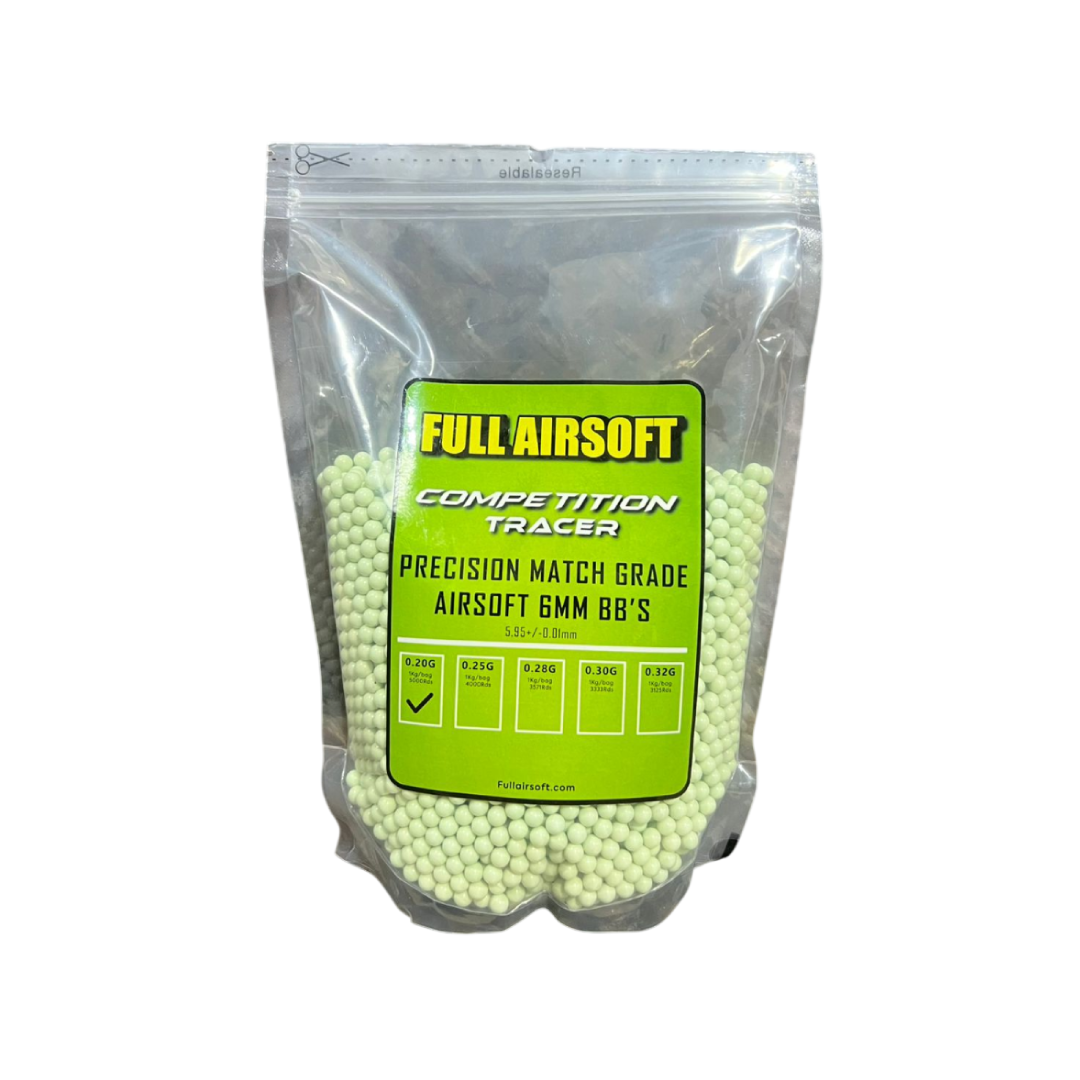 BOLSA DE BBS TRACER FULL AIRSOFT COMPETITION 0.20G 1KG/BAG LIGHT GREEN