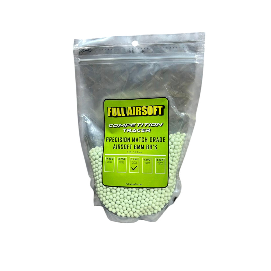 BOLSA DE BBS TRACER FULL AIRSOFT COMPETITION 0.28G 1KG/BAG LIGHT GREEN