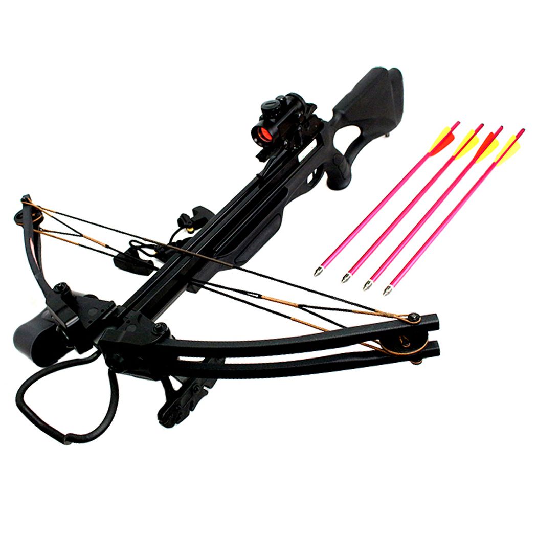 CROSSBOW MANKUNG 180 LBS – BLACK W/ RED DOT SCOPE