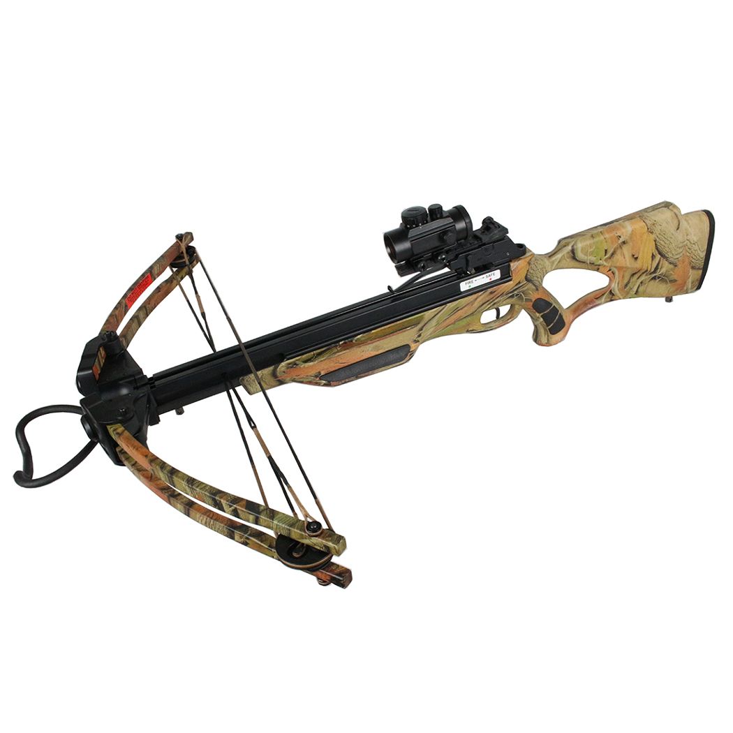 CROSSBOW MANKUNG 180 LBS – CAMO W/ RED DOT SCOPE