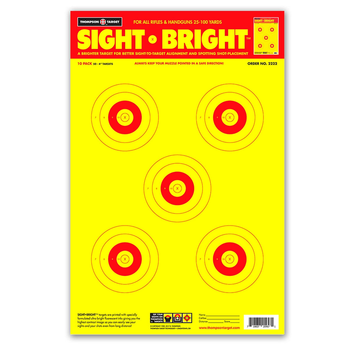 DIANA SIGHT BRIGHT 12.5X19 PAPER SHOOTING TARGETS (2222)