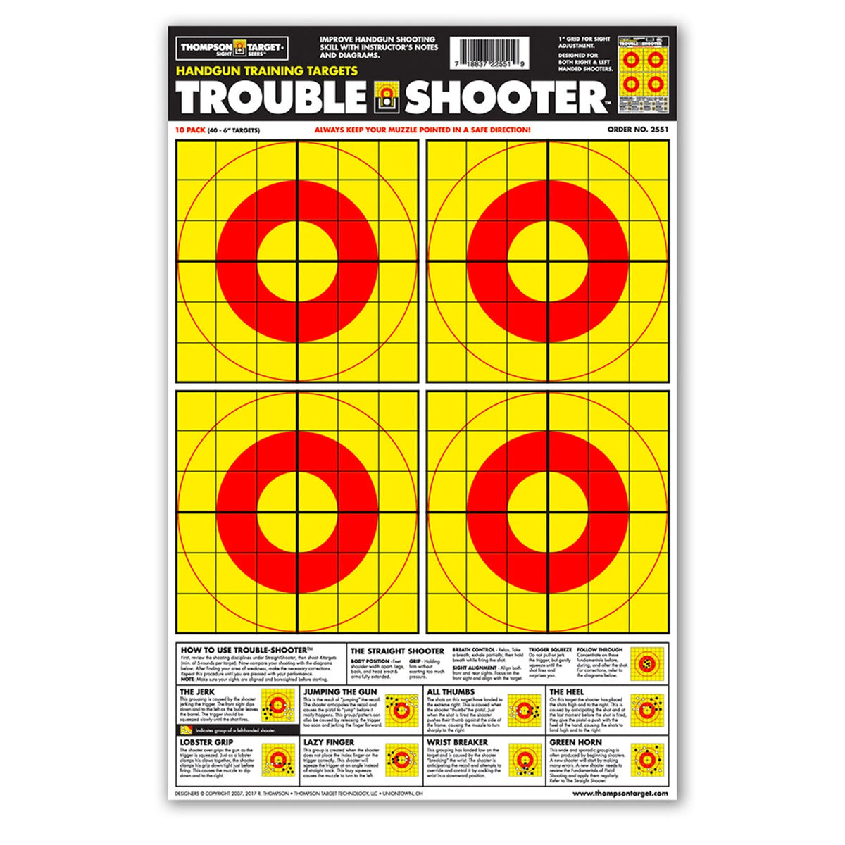 DIANA TROUBLE-SHOOTER HANDGUN DIAGNOSTIC 12.5X19 PAPER SHOOTING TARGETS (2551)