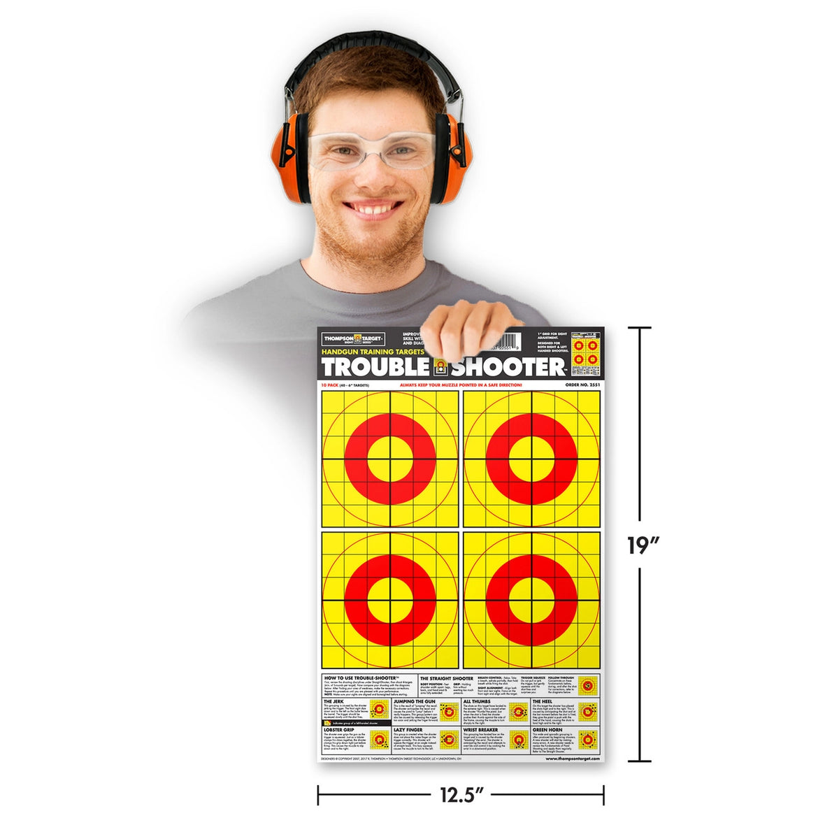 DIANA TROUBLE-SHOOTER HANDGUN DIAGNOSTIC 12.5X19 PAPER SHOOTING TARGETS (2551) - vista 2