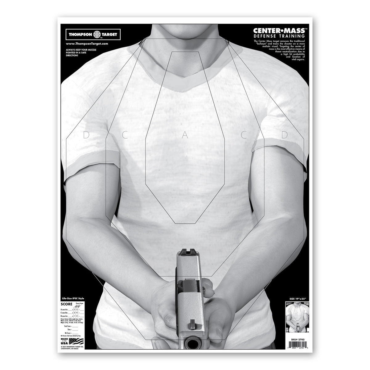 DIANA CENTER-MASS DEFENSE TRAINING 19X25 PAPER TARGETS (2702)