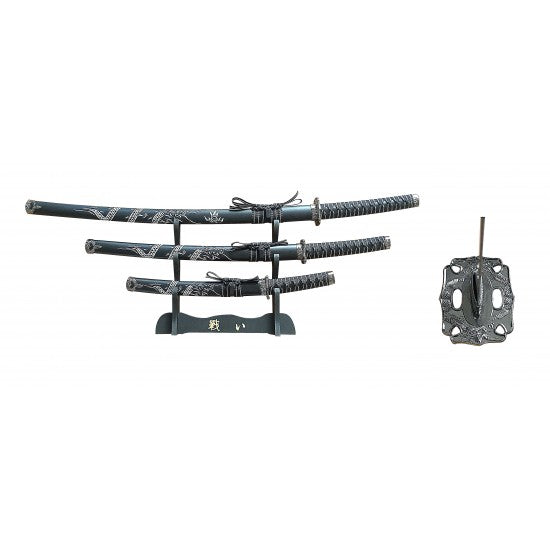 JAGUAR BLACK 3 PCS SAMURAI SWORD SET 40 PL OVERALL