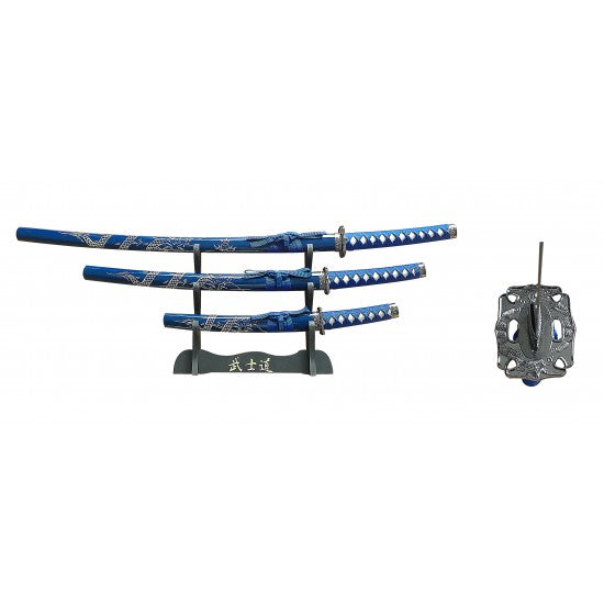 JAGUAR BLUE 3 PCS SAMURAI SWORD SET 40 PL OVERALL