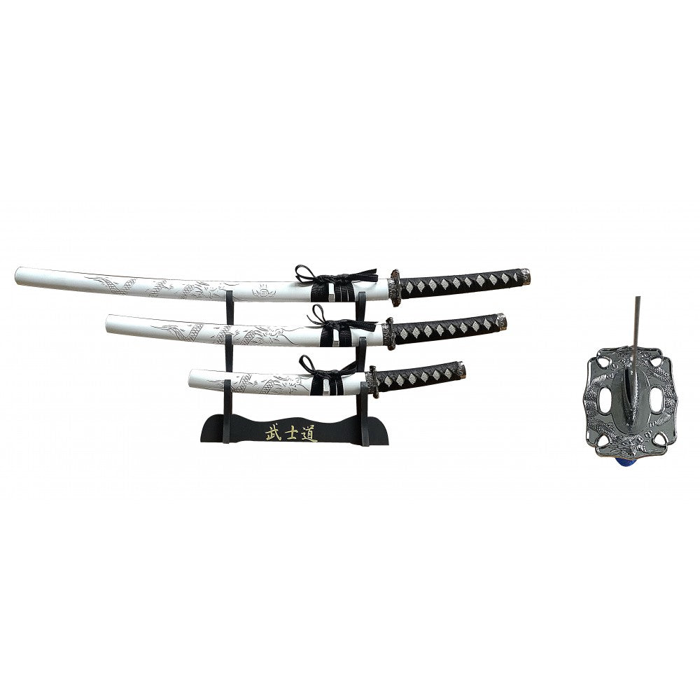 JAGUAR WHITE 3 PCS SAMURAI SWORD SET 40 PL OVERALL