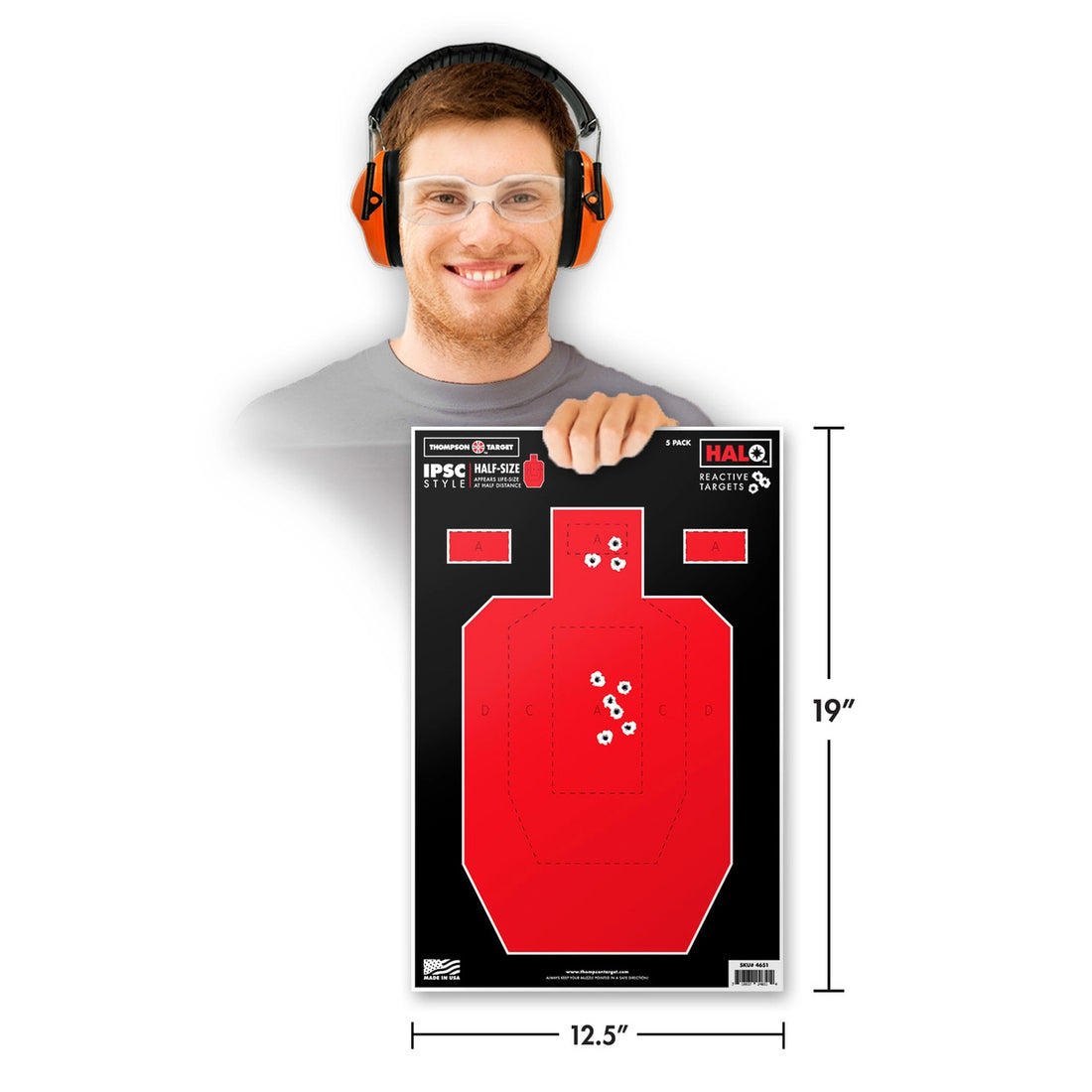 DIANA HALO IPSC HALF-SIZE 12.5X19 REACTIVE TARGETS (4651)