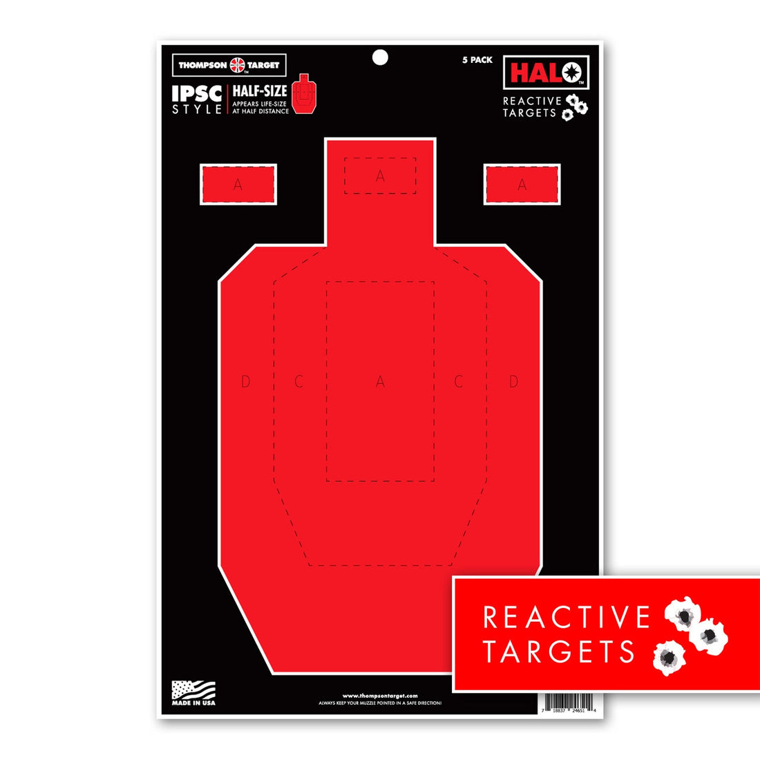 DIANA HALO IPSC HALF-SIZE 12.5X19 REACTIVE TARGETS (4651)