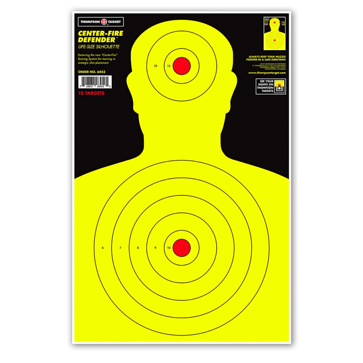 DIANA CENTER-FIRE LIFE SIZE 12.5X19 SILHOUETTE TARGETS (6452)