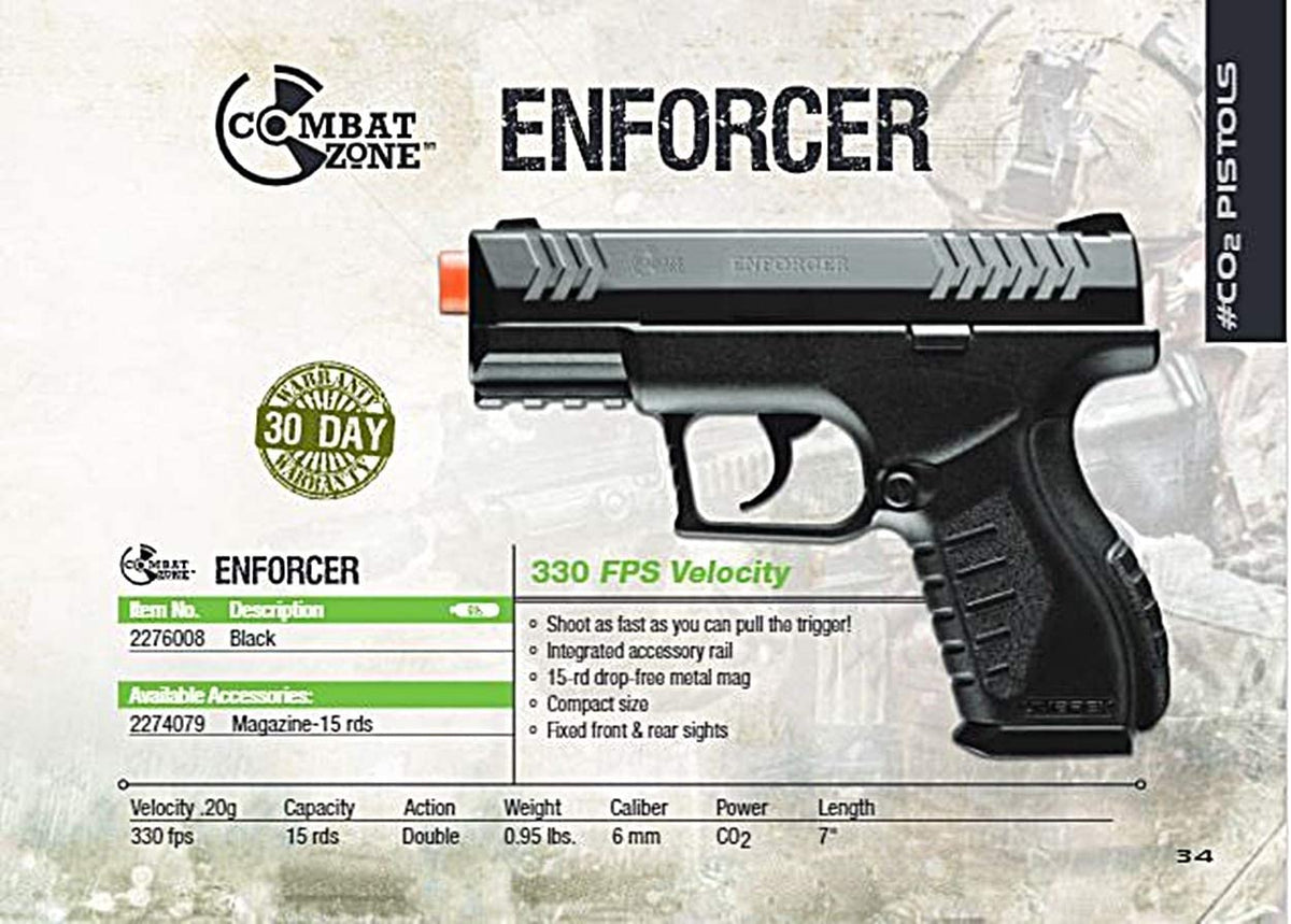 PISTOLA AIRSOFT UMAREX COMBAT ZONE ENFORCER CO2 - vista 3