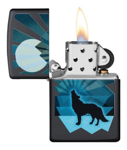 ENCENDEDOR ZIPPO LOBO Y LUNA NEGRO - vista 2