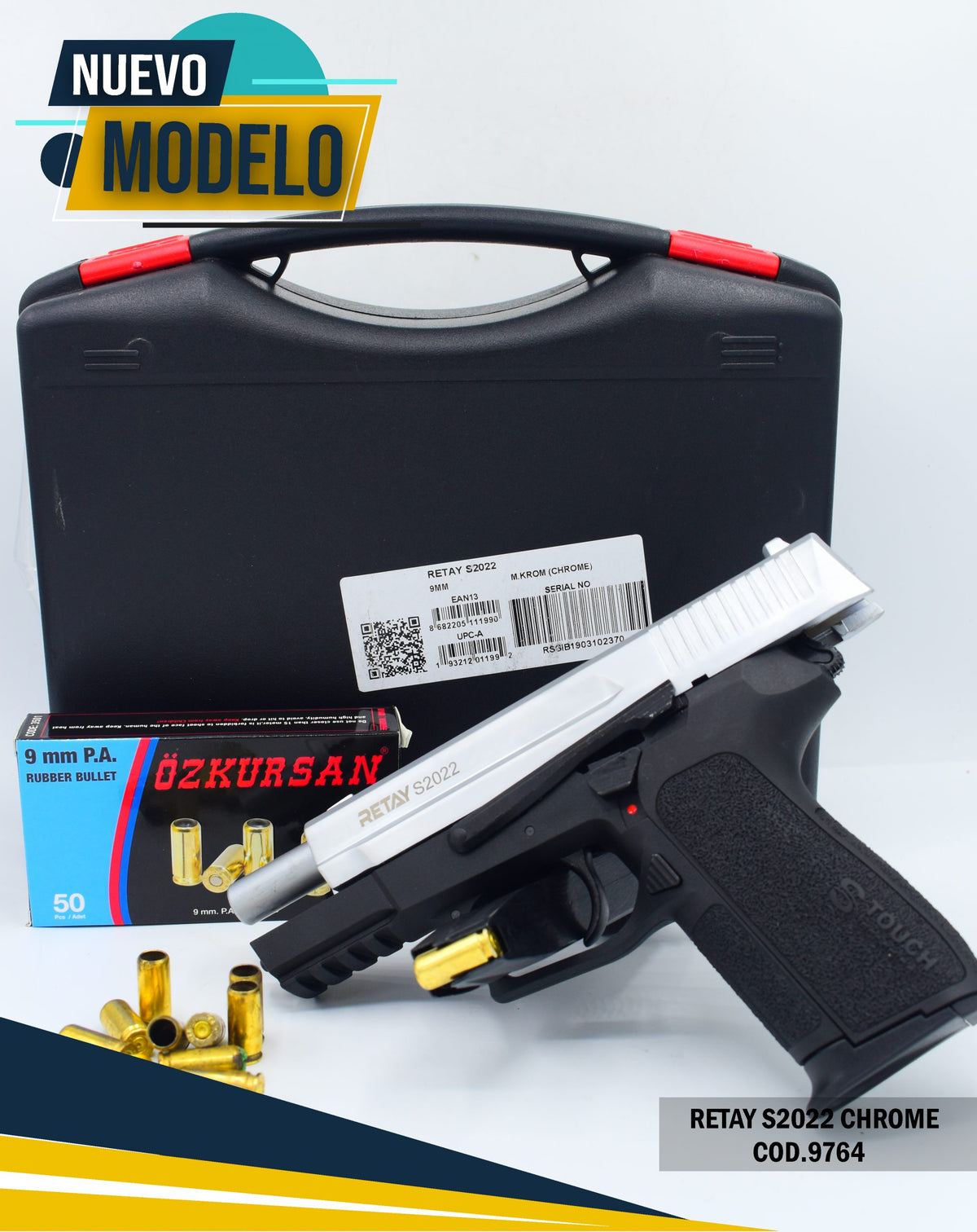 PISTOLA TRAUMATICA RETAY S2022 CHROME  X2 PROVEEDORES - vista 3