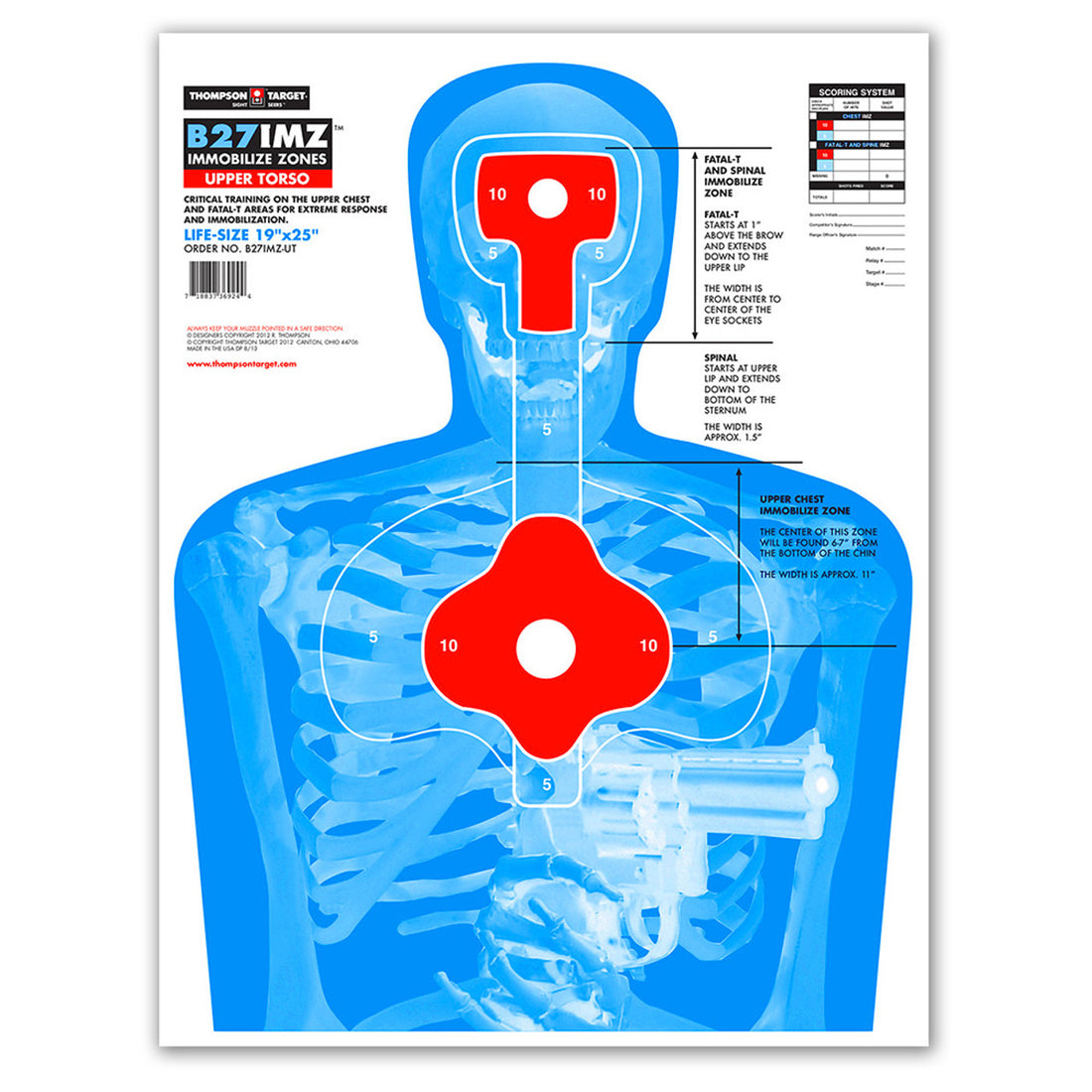 DIANA B27-IMZ UPPER TORSO 19X25 SILHOUETTE SHOOTING TARGETS (6924)