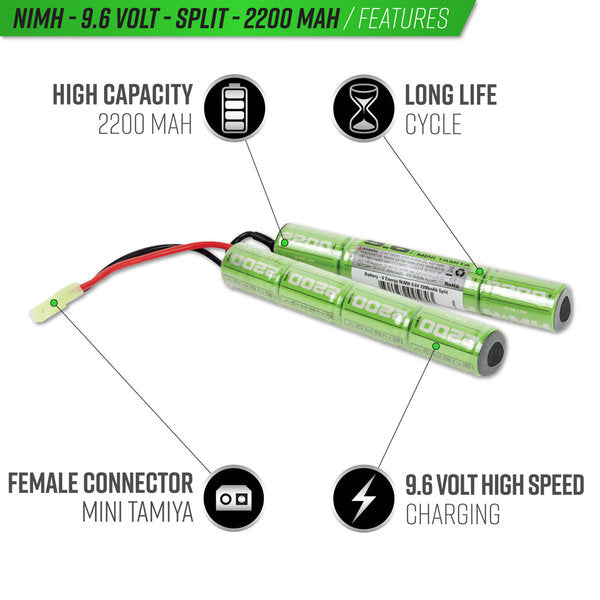 BATERIA AIRSOFT V ENERGY NIMH 9.6V 2200MAH SPLIT