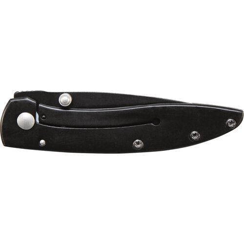 NAVAJA SMITH AND WESSON 3 INCH PLAIN BLACK BLADE, BLACK STAINLESS STEEL HANDLE