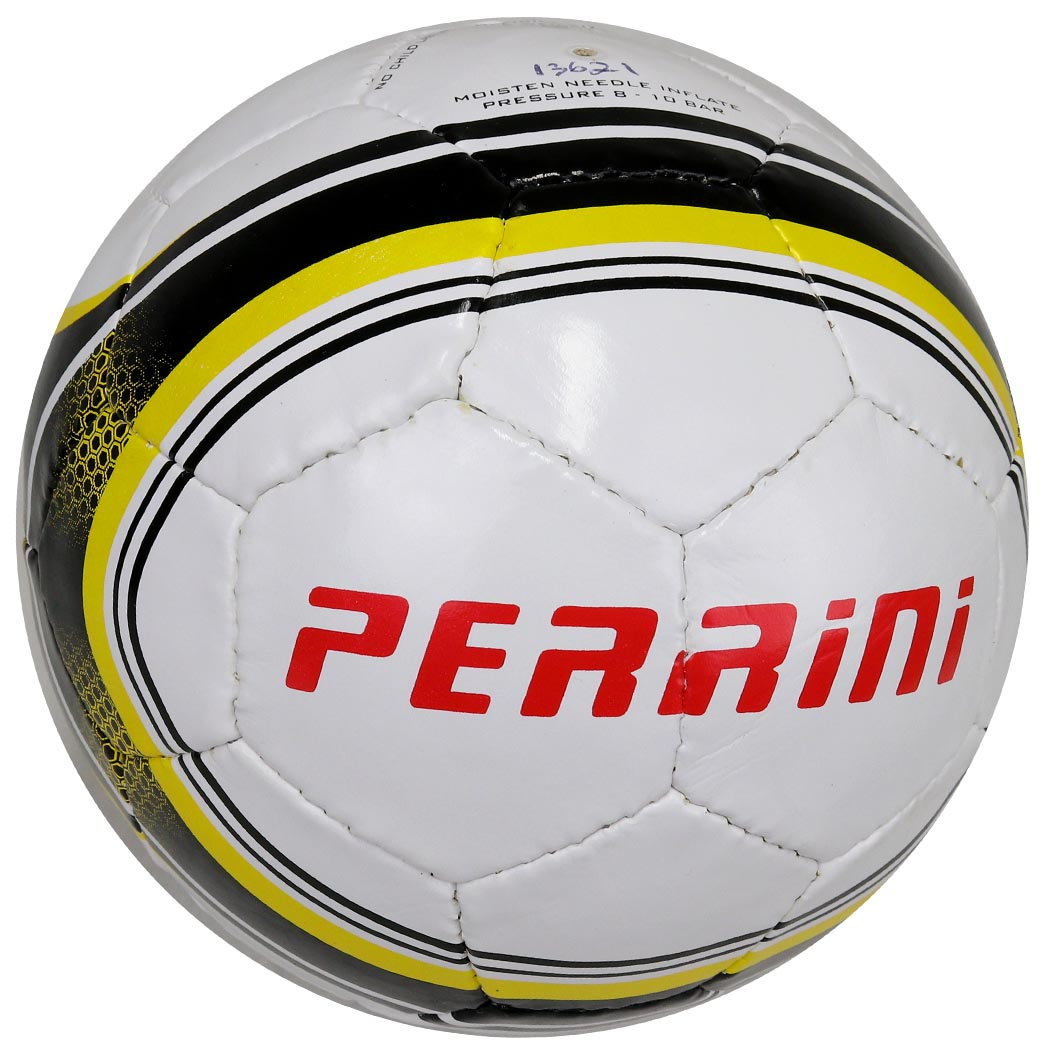 SOCCER BALL PERRINI SIZE 5 WHITE BLACK/YELLOW