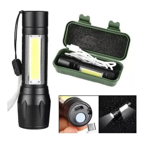 LINTERNA METALICA OFFICIAL TACTICA S.O.S CON ZOOM NEGRA 10 CMR - vista 3
