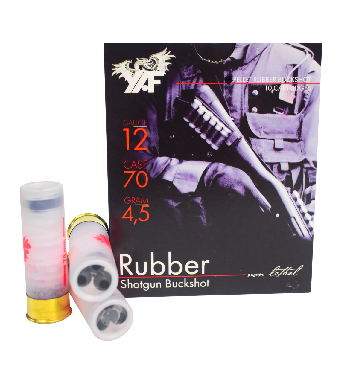MUNICION TRAUMATICA YAF 3 PELLET RUBBER BUCKSHOT X10UND 12CAL