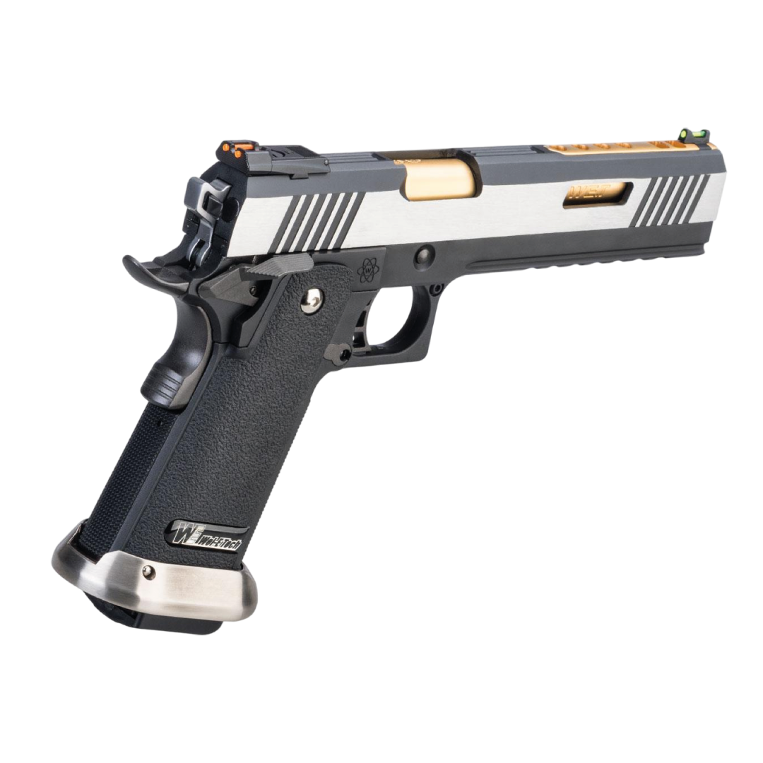 PISTOLA AIRSOFT WE-TECH HI-CAPA 6 IREX COMPETITION GBB – SILVER/GOLD BARREL - vista 3
