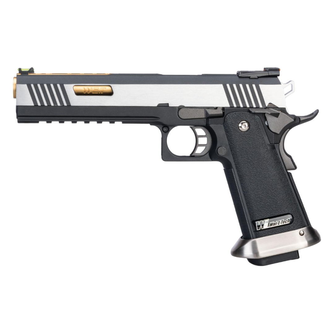 PISTOLA AIRSOFT WE-TECH HI-CAPA 6 IREX COMPETITION GBB – SILVER/GOLD BARREL - vista 2