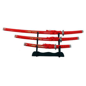 KATANA SWORD SET NINJA JAPANESE SAMURAI 3 PC – RED