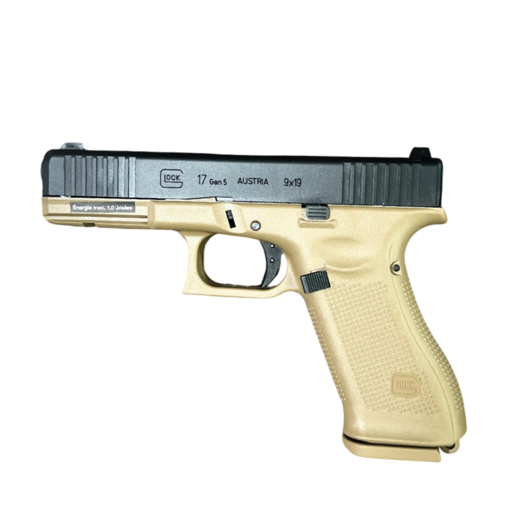 PISTOLA AIRSOFT GLOCK 17 GEN5 6 MM BBS GAS – NEGRO/COYOTE