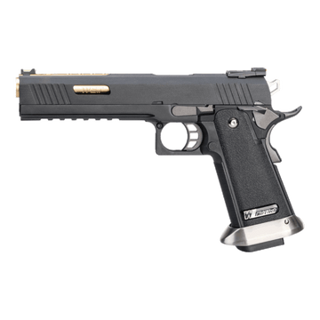 PISTOLA AIRSOFT WE-TECH HI-CAPA 6 FULL AUTO IREX COMPETITION GBB – BLACK/GOLD BARREL