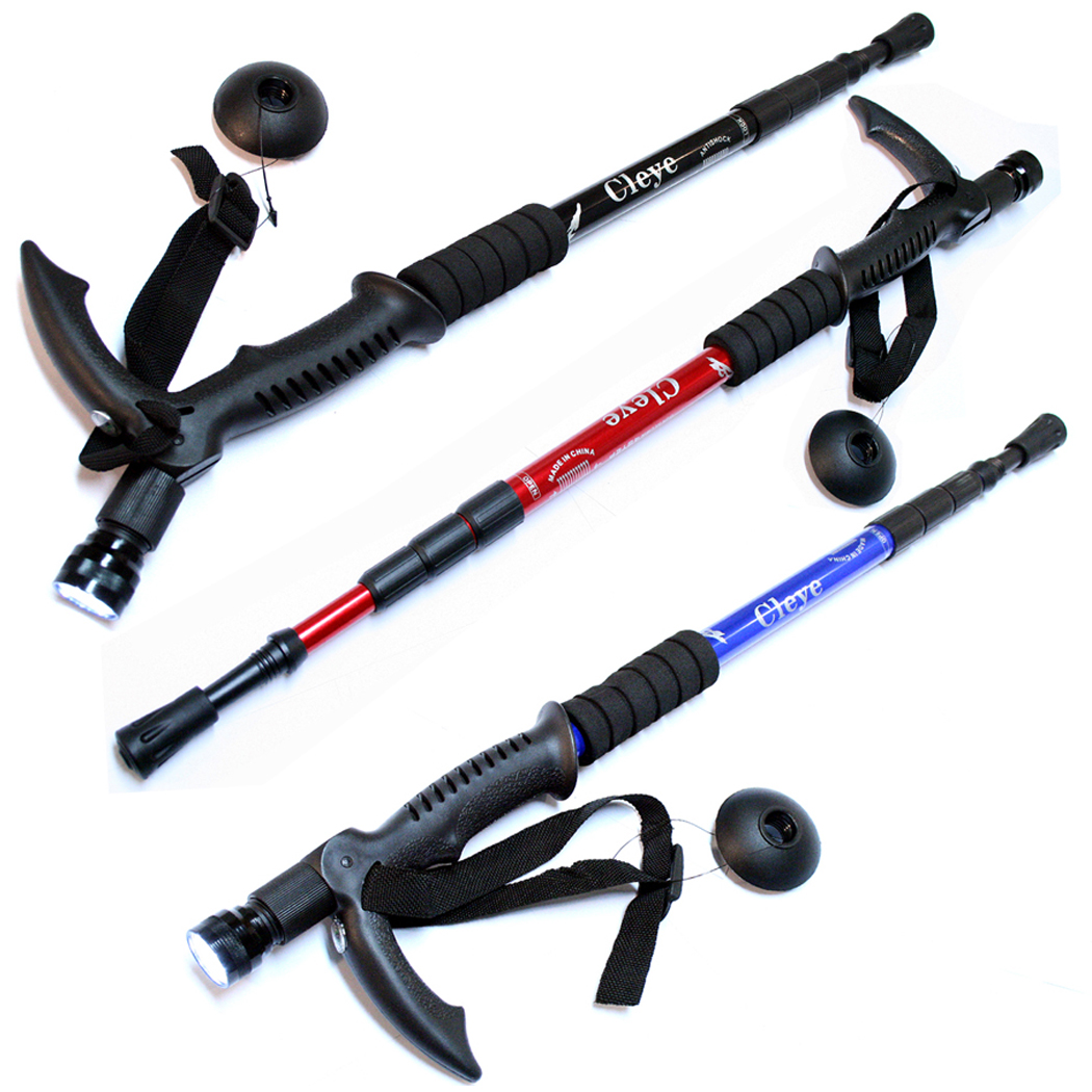 HIKING STICK DEFENDER 50 PL MIX COLOR W/ FLASHLIGHT CANES COMPASS & ANTISHOCK