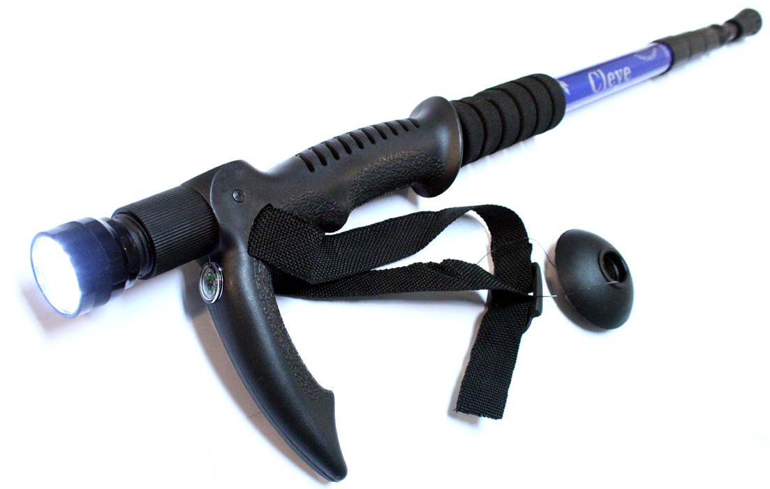 HIKING STICK DEFENDER 50 PL MIX COLOR W/ FLASHLIGHT CANES COMPASS & ANTISHOCK - vista 2