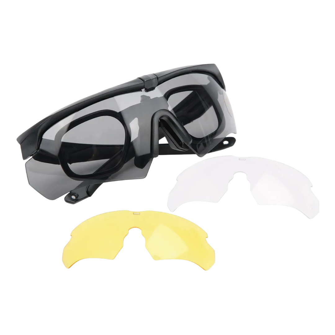 SPORTS GLASSES YAKEDA W/PROTECTIVE LENSES FOR OUTDOOR HUNTING & TRAINING – BLACK