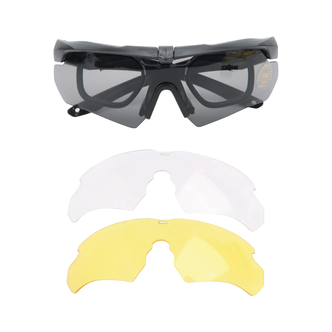 SPORTS GLASSES YAKEDA W/PROTECTIVE LENSES FOR OUTDOOR HUNTING & TRAINING – BLACK - vista 2