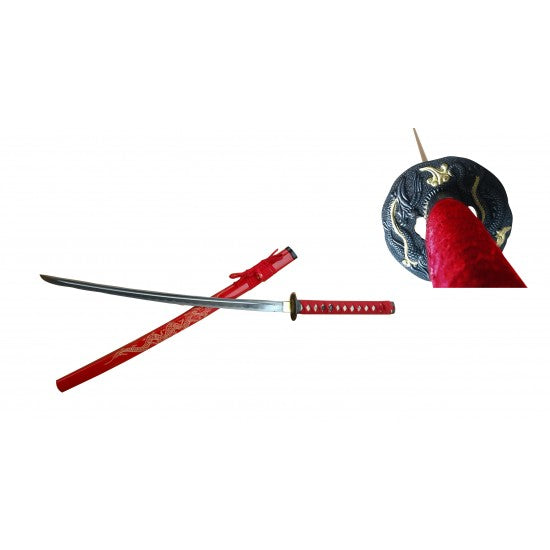 JAGUAR HAND FORGED SAMURAI DRAGON SWORD RED 41 PL