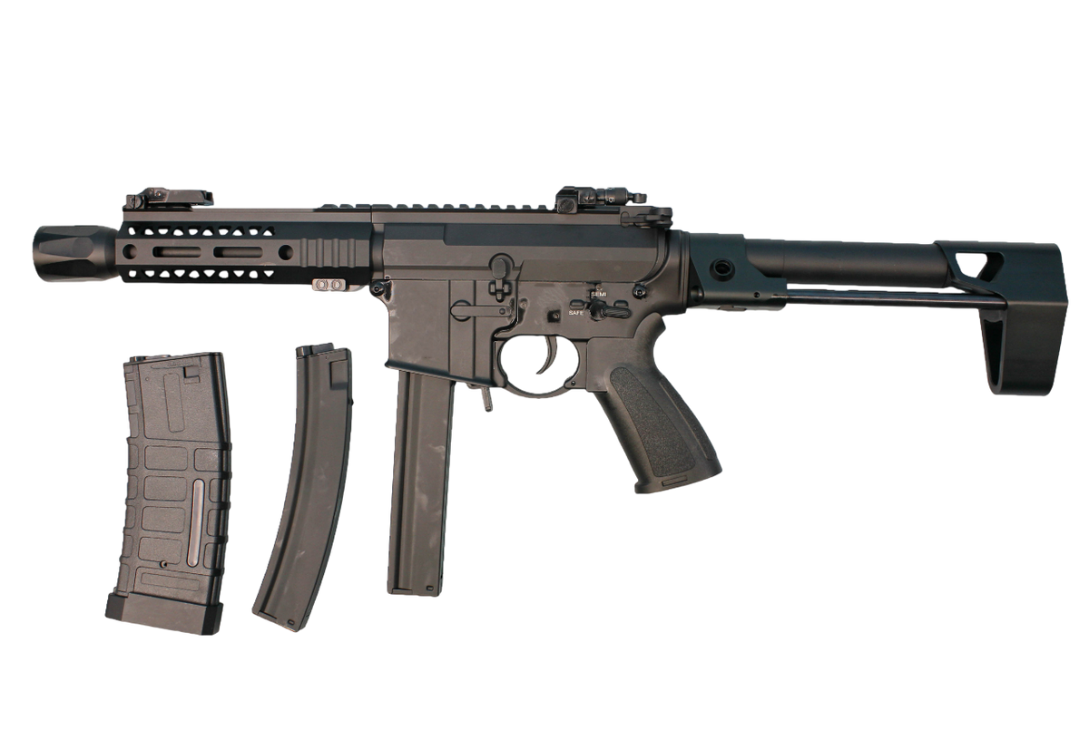 RIFLE AIRSOFT DOUBLE BELL M4 SBR AEG 3 TYPES MAGAZINE IN ONE – BLACK
