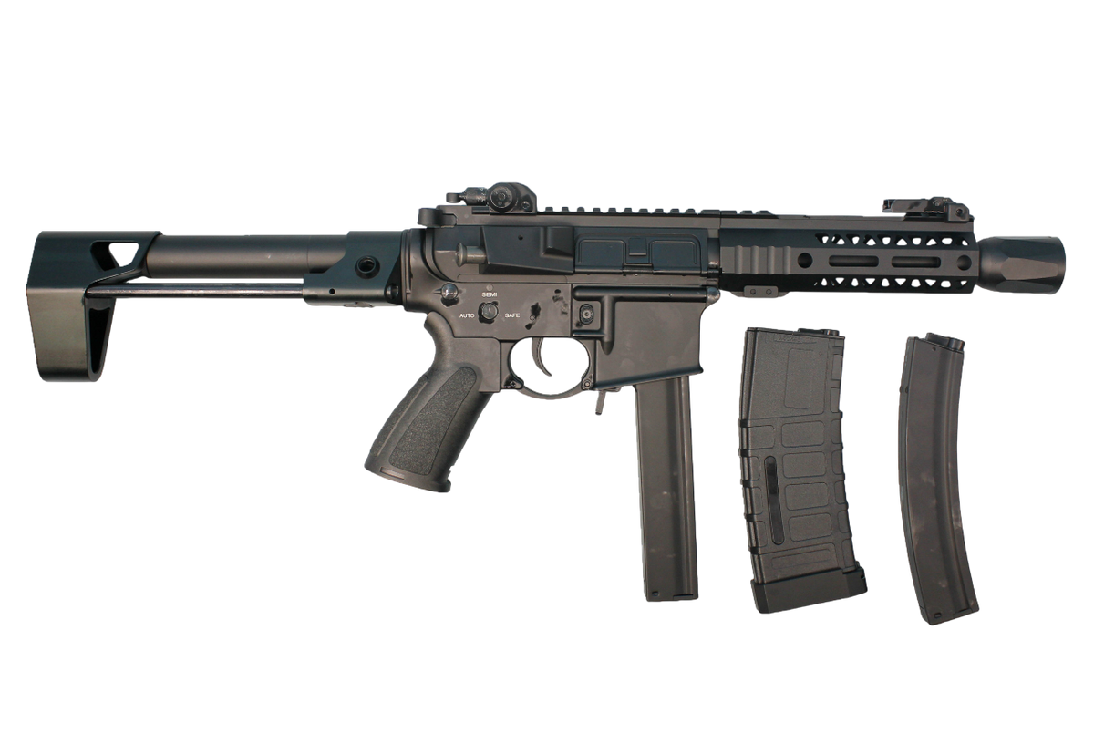 RIFLE AIRSOFT DOUBLE BELL M4 SBR AEG 3 TYPES MAGAZINE IN ONE – BLACK - vista 2