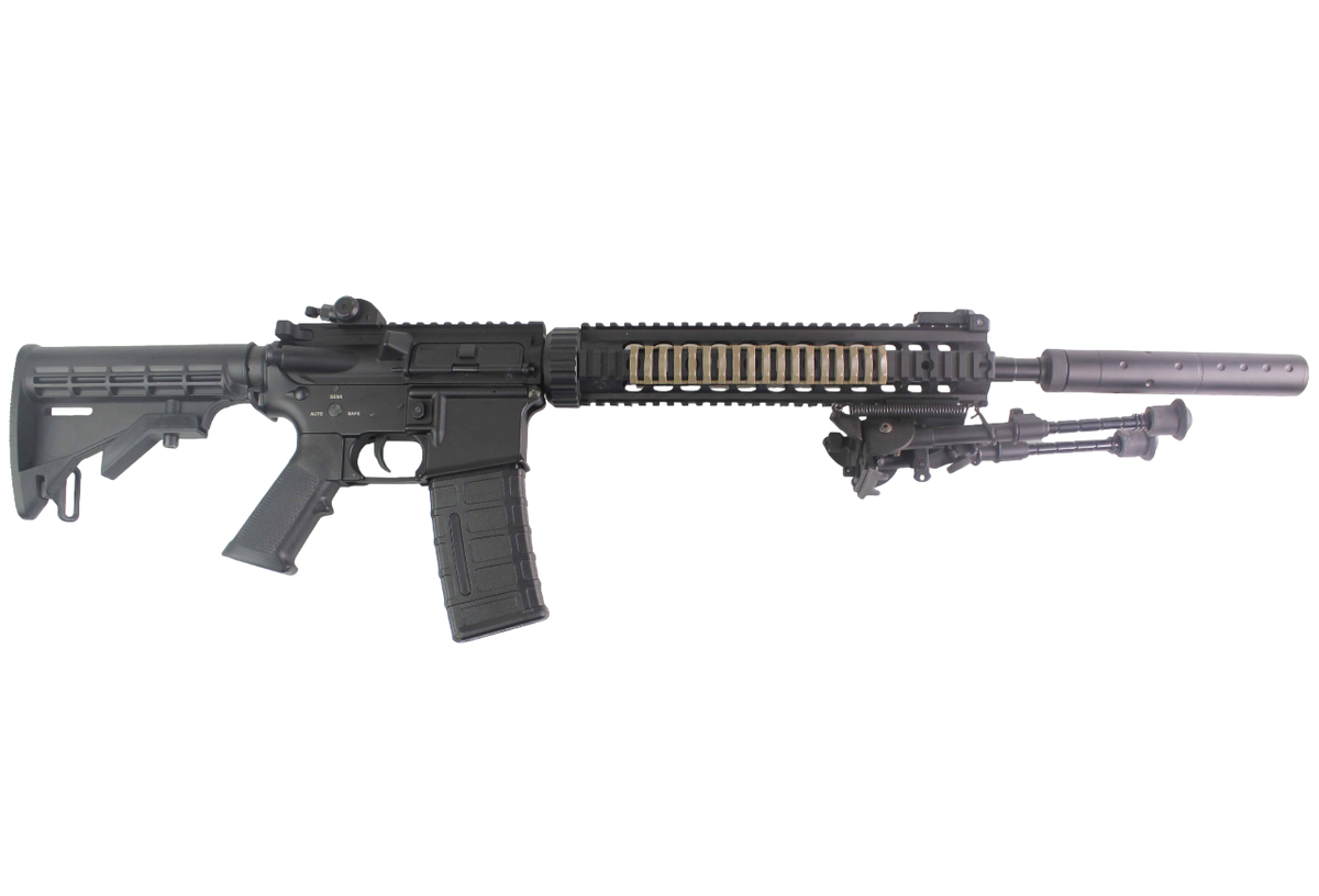 RIFLE AIRSOFT DOUBLE BELL M4 SOPMOD DMR AEG – BLACK W/ BIPOD - vista 2