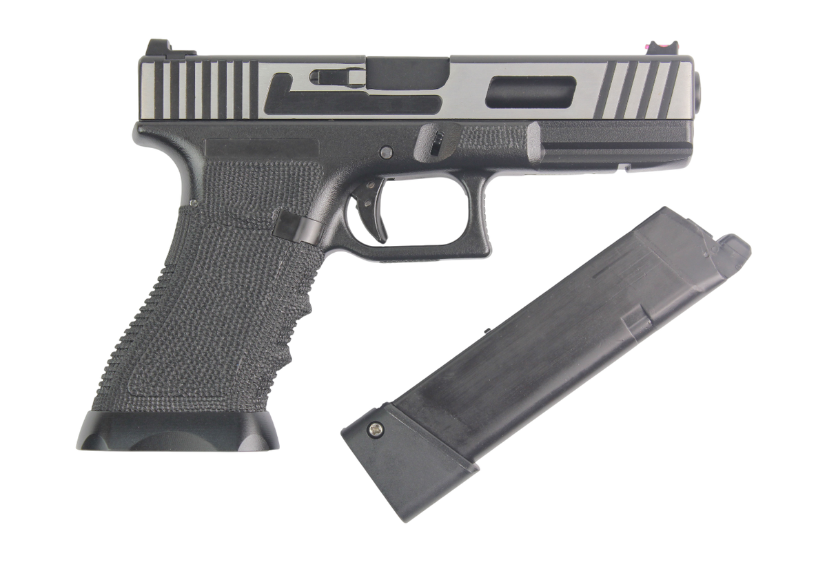PISTOLA AIRSOFT DOUBLE BELL GLOCK 17 WIREDRAWING METAL PISTOL GBB GREEN GAS – BLACK - vista 2