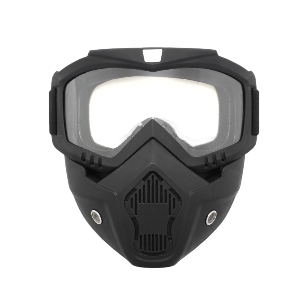 FULL FACE PROTECTIVE MOTORCYCLE FACE MASK YAKEDA WITH TACTICAL GOGGLES – BLACK
