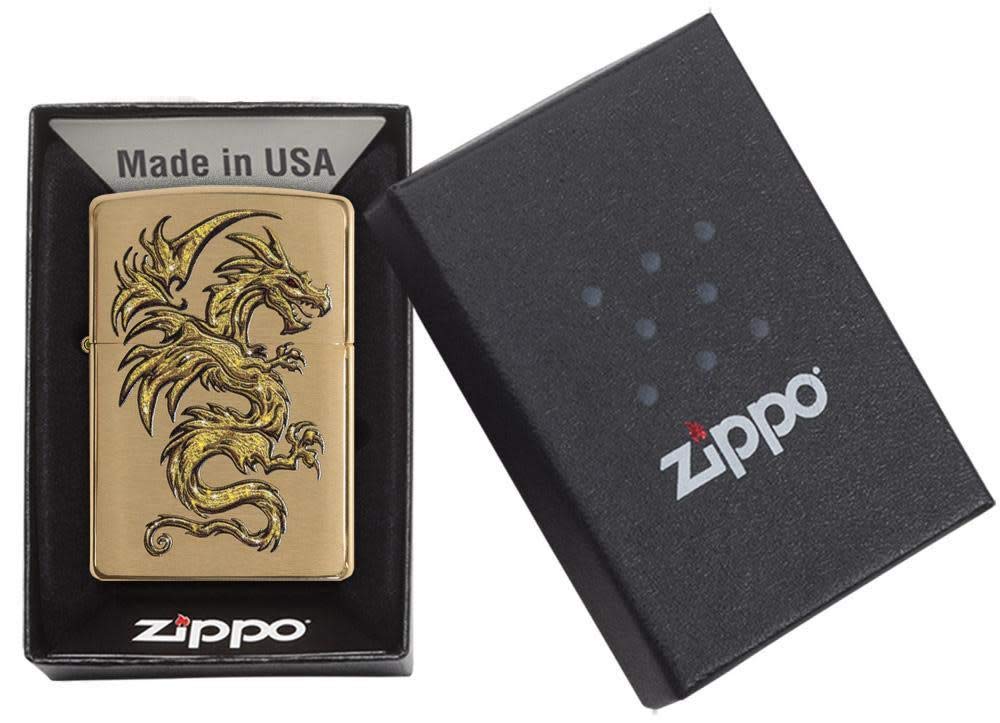 ZIPPO DRAGON BRUSHED BRASS COLOR IMAGE - vista 3