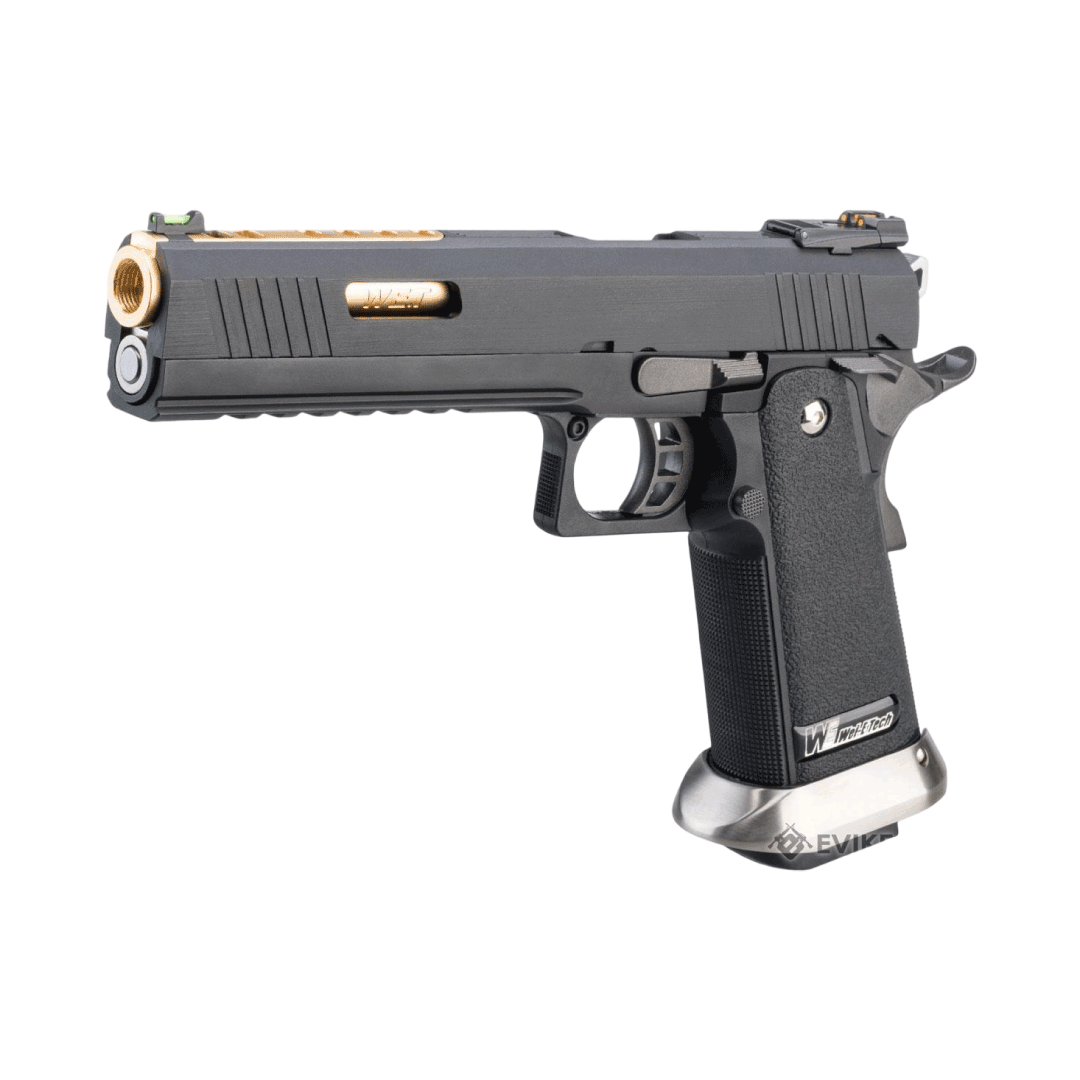 PISTOLA AIRSOFT WE-TECH HI-CAPA 6 FULL AUTO IREX COMPETITION GBB – BLACK/GOLD BARREL - vista 2